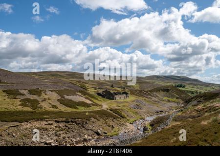 Les restes de la mine de plomb abandonnée Old Gang à Swaledale près du village de Gunnerside dans les North Yorkshire Dales. Banque D'Images