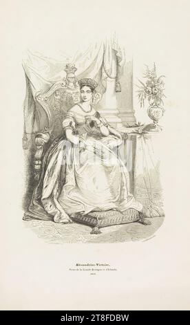 Reine Victoria sur un trône. VERMORCKEN SC. H. HENDRICKX DEL. Alexandrine-victoire, reine de Grande-Bretagne et d'Irlande, 1819 Banque D'Images