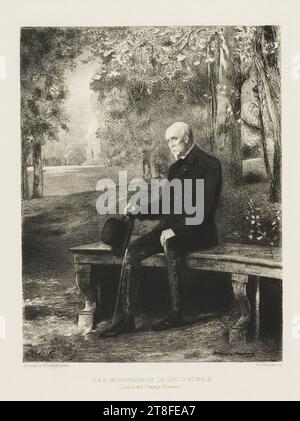 Homme assis sur un banc dans un paysage ressemblant à un parc. Benjamin constant. Benjamin-constant, pinx. CH. Waltner, sc. SAR MONSEIGNEUR LE duc d'AUMALE, (salon des champs-Elysées). Gazette des Beaux-Arts imp. George Little Banque D'Images