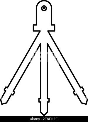 Outil de niveau laser mesurer le bâtiment sur le dispositif d'équipement d'ingénierie de trépied pour le vecteur de couleur noir d'icône de contour de ligne de contour d'outil de construction de constructeur Illustration de Vecteur