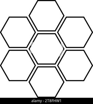 Technologie hexagonale concept hexagone six éléments Bee sota géométrie six côtés polygone contour contour contour icône de ligne de couleur noire illustration vectorielle Illustration de Vecteur