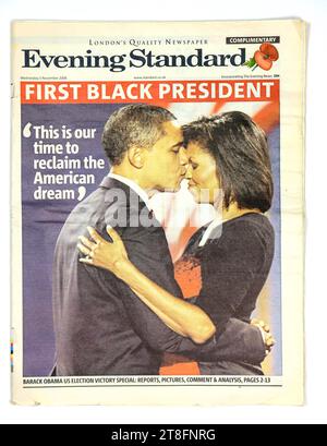 Le journal Evening Standard. Barack Obama, première couverture noire du président 5 novembre 2008 Banque D'Images