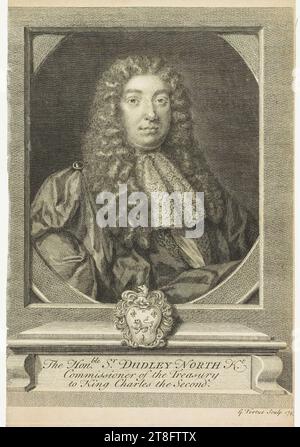 L'honorable. Monsieur. DUDLEY NORTH kt., commissaire du Trésor, au roi Charles II. G. vertue Sculpt 1743 Banque D'Images
