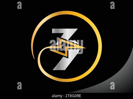 Lettre 3 avec éclairage thunder Bolt logo Design Vector modèle. Illustration de Vecteur