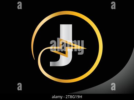 Lettre J avec éclairage thunder Bolt logo Design Vector modèle. Illustration de Vecteur