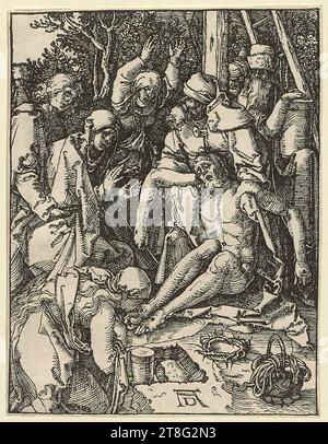 Albrecht Dürer (1471 - 1528), artiste, Lamentation du Christ, feuille 28 de la série 'Kleine Holzschnitt-passion', origine de l'impression : vers 1509 - 1510, gravure sur bois, taille de la feuille : 12,7 x 9,9 cm, monogrammé en bas au centre 'AD Banque D'Images