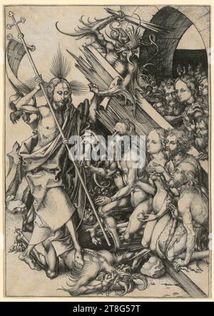 Martin Schongauer (1450 UM - 1491), artiste, Christ in Limbo, feuille 11 de la série 'la passion du Christ', origine du support d'impression : 1470 - 1482, gravure sur cuivre, taille de la feuille : 16,3 x 11,6 cm, monogrammé en bas au centre 'M + S. Banque D'Images