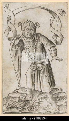 Israhel van Meckenem (1440, 1445 UM - 1503), artiste, bouffon, origine de l'estampe : c. 1470 - 1500, gravure sur cuivre, dimensions de la feuille : 12,5 x 7,4 cm, verso en bas à gauche note du marchand avec graphite '26819, CRC Banque D'Images