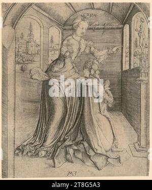 Matthäus Zasinger (aussi Maître MZ) (1500 actifs autour), Idolâtrie de Solomon, date d'impression : 1501, gravure sur cuivre, taille de la feuille : 18,1 x 15,1 cm (rogné)' Champ3 daté '1501 5 inversé' en haut au centre et monogrammé 'MZ' en bas au centre Banque D'Images