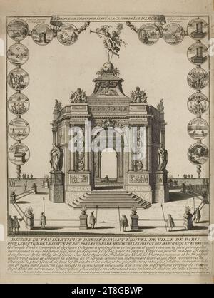 Le temple d'honneur élevé à la gloire de Louis le Grand, dessin du feu d'artifice érigé devant l'Hôtel de ville de Paris, ..., graveur, Bausire (Monsieur), Éditeur, le pauvre, Jacques, Editeur, après 1689, Imprimer, arts graphiques, impression, gravure, Dimensions - travail : hauteur : 36,8 cm, largeur : 29,5 cm, Dimensions - montage :, hauteur : 47,7 cm, largeur : 33 cm Banque D'Images