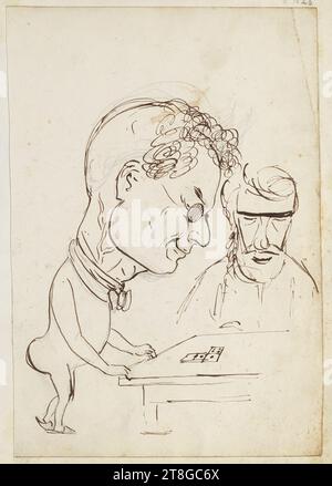 Portrait de deux hommes jouant des dominos, dessinateur, entre 1840 et 1850, 19e siècle, Arts graphiques, dessin, dessin, crayon graphite, stylo, encre brune, Rome, Dimensions - travail : hauteur : 25,9 cm, largeur : 18 cm Banque D'Images