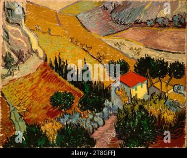Gogh, Vincent van - Paysage avec Maison et Ploughman. Banque D'Images