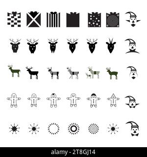 35 icône de Noël sur fond blanc, y compris les icônes Web de ligne Illustration de Vecteur