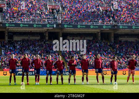 Barcelone, Espagne. 19 novembre 2023. BARCELONE, ESPAGNE - NOVEMBRE 19 : joueurs du FC Barcelone avant le match de Liga F entre le FC Barcelone et le Real Madrid à l'Estadi Olimpic Lluis Companys le 19 novembre 2023 à Barcelone, Espagne crédit : DAX Images/Alamy Live News Banque D'Images