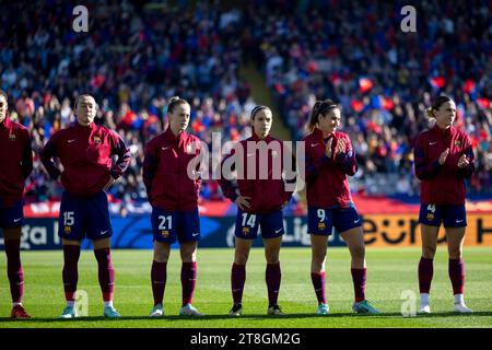 Barcelone, Espagne. 19 novembre 2023. BARCELONE, ESPAGNE - NOVEMBRE 19 : joueurs du FC Barcelone avant le match de Liga F entre le FC Barcelone et le Real Madrid à l'Estadi Olimpic Lluis Companys le 19 novembre 2023 à Barcelone, Espagne crédit : DAX Images/Alamy Live News Banque D'Images
