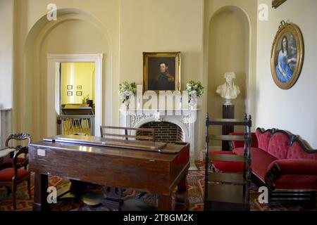 L'intérieur de Arlington House en Virginie avec son décor originel de l'époque de l'après-guerre de Sécession Banque D'Images