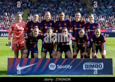 Barcelone, Espagne. 19 novembre 2023. BARCELONE, ESPAGNE - NOVEMBRE 19 : joueurs du FC Barcelone avant le match de Liga F entre le FC Barcelone et le Real Madrid à l'Estadi Olimpic Lluis Companys le 19 novembre 2023 à Barcelone, Espagne crédit : DAX Images/Alamy Live News Banque D'Images