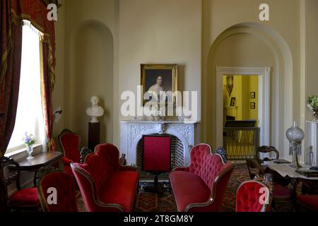 L'intérieur de Arlington House en Virginie avec son décor originel de l'époque de l'après-guerre de Sécession Banque D'Images