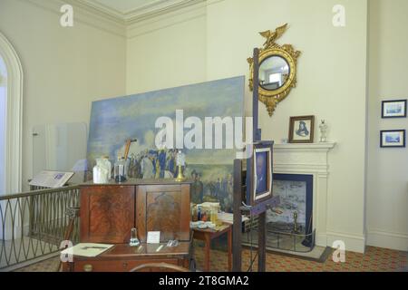 L'intérieur de Arlington House en Virginie avec son décor originel de l'époque de l'après-guerre de Sécession Banque D'Images