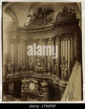 Grand orgue, intérieur de l'église Saint-Sulpice, 6e arrondissement, Paris, Atget, Eugène (Jean Eugène Auguste Atget), photographe, Photographie, Arts graphiques, estampe albumen, dimensions - travail : hauteur : 22,2 cm, largeur : 17.6cm Banque D'Images