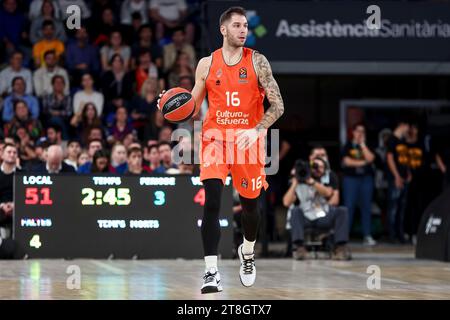 Barcelone, Espagne. 17 novembre 2023. BARCELONE, ESPAGNE - NOVEMBRE 17 : Stefan Jovic de Valencia basket lors du match de Turkish Airlines Euroleague entre le FC Barcelone et Valencia basket au Palau Blaugrana le 17 novembre 2023 à Barcelone, Espagne crédit : DAX Images/Alamy Live News Banque D'Images