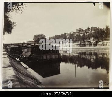 Île Saint-Louis vu du Quai des Célestins, Pont Marie, 4e arrondissement, Paris, Atget, Eugène (Jean Eugène Auguste Atget), photographe, Photographie, Arts graphiques, Albumen print, dimensions - travail : hauteur : 18.1cm, largeur : 22.1cm Banque D'Images