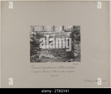 Agrandissement du Palais de Justice à l’angle du Boulevard du Palais et du Quai des Orfèvres, 4e arrondissement, Paris, Barry, Jean, photographe, entre 1909-1910, Photographie, Arts graphiques, Photographie, Gelatino Silver bromure print, Dimensions - travail : hauteur : 16,7 cm, largeur : 22,8 cm, Dimensions - monture antique:, hauteur : 40,1 cm, largeur : 50,2 cm Banque D'Images
