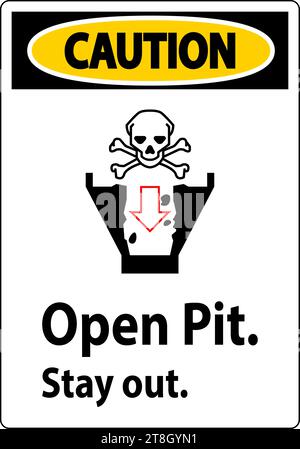 Panneau d'avertissement Ouvrir la fosse, rester à l'extérieur Illustration de Vecteur