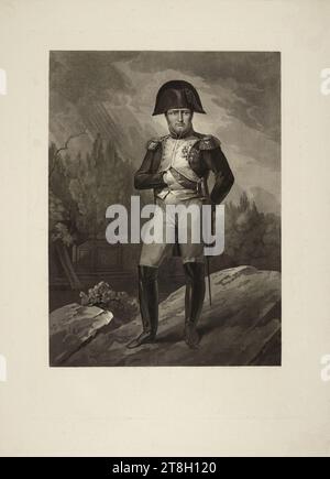 Napoléon sur St. Helena, très probablement avec une tombe dans le fond gauche, graveur, impression, Art graphique, impression, lithographie, Dimensions - oeuvre : hauteur : 58 cm, largeur : 42 cm, Dimensions - montage:, hauteur : 65,5 cm, largeur : 50,1 cm Banque D'Images