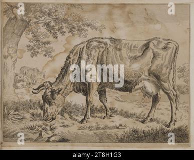 Collection de 20 gravures animales d'après Nicolas Berchem, graveur, 19e siècle, Arts graphiques, Imprimer, imprimer album, carte, papier, gravure, Dimensions - travail : hauteur : 14 cm, largeur : 19 cm Banque D'Images