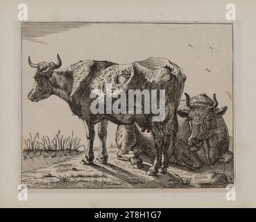 Collection de 20 gravures animales d'après Nicolas Berchem, graveur, 19e siècle, Arts graphiques, Imprimer, imprimer album, carte, papier, gravure, Dimensions - travail : hauteur : 14 cm, largeur : 19 cm Banque D'Images