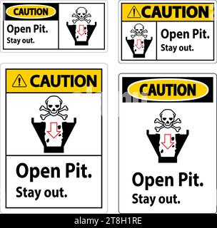Panneau d'avertissement Ouvrir la fosse, rester à l'extérieur Illustration de Vecteur