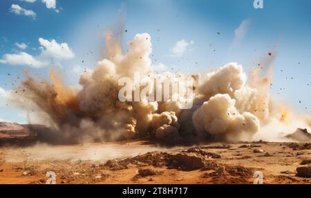 Dynamitage industriel sur la mine à ciel ouvert en Chine Banque D'Images