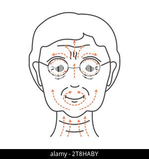 Illustration des lignes de massage sculptant le visage DIY Illustration de Vecteur