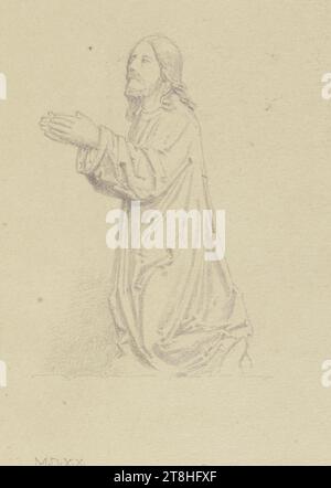 CARL THEODOR REIFFENSTEIN, image d'un groupe de monts d'oliviers à Eltville, 29 juillet 1890, feuille, 157 x 118 mm, crayon sur papier, image d'un groupe de monts d'oliviers à Eltville, CARL THEODOR REIFFENSTEIN, page, rubans adhésifs, volume 42, page 47, référence / total, 1 / 1, ELTVILLE AM RHEIN, 19E SIÈCLE, DESSIN, crayon sur papier, MÉLANGE GRAPHITE-ARGILE, PAPIER, DESSIN AU CRAYON, ALLEMAND, ETUDE D'APRÈS Une ŒUVRE SCULPTURALE, ÉTUDE DE VOYAGE, datée et inscrite en bas à droite, au crayon, Eltville 29 juillet. 1890. ; Marqué en bas à gauche : M·D·X·X. Banque D'Images
