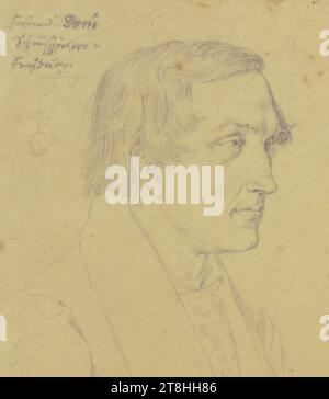 KARL SANDHAAS, d'après CARL PHILIPP FOHR, acteur de Fribourg, feuille, 110 x 90 mm, crayon sur papier calque, acteur de Fribourg, KARL SANDHAAS, inventeur, d'après CARL PHILIPP FOHR, 19E SIÈCLE, DESSIN, crayon sur papier calque, MÉLANGE D'ARGILE GRAPHITE, PAPIER TRANSPARENT, DESSIN AU CRAYON, ALLEMAND, EXEMPLAIRE, inscrit en haut à gauche, avec crayon, Ferdinand eni / acteur in / Freyburg., inscrit en haut à gauche, avec crayon, barré] Banque D'Images