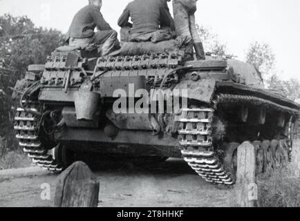 Vue arrière d'un canon d'assaut Sturmgeschütz III de l'armée allemande pendant la Seconde Guerre mondiale. Banque D'Images