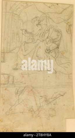 Mort de Dido, variante 2, anonyme, dessin, stylo en plomb, 14,7 x 9,3 cm Banque D'Images