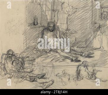 Prisonnier, dessins, Jan Matejko, Pologne, 1838 - 1893, dessin, crayon, passe-partout : 215 x 262 mm, l.o. Légende en polonais Banque D'Images