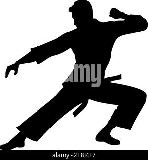 Silhouette masculine de combattant d'arts martiaux. illustration vectorielle Illustration de Vecteur