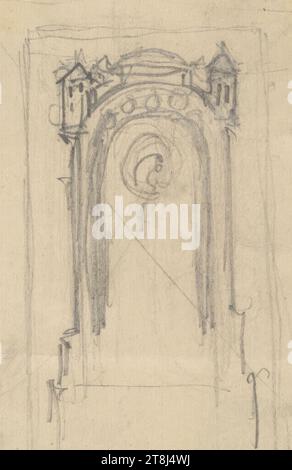 Etude architecturale, Rudolf Weyr, Vienne 1847 - 1914 Vienne, dessin, 9 × 5,6 cm, Autriche Banque D'Images