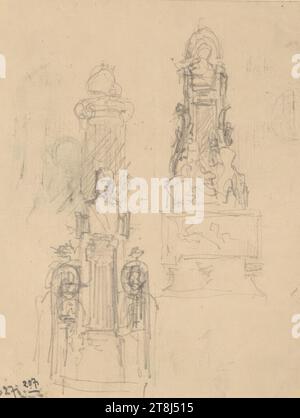 Etudes architecturales, Rudolf Weyr, Vienne 1847 - 1914 Vienne, dessin, 14 × 11,1 cm, Autriche Banque D'Images