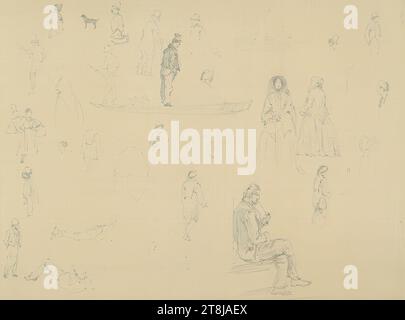 Croquis divers, carnet de croquis Alt Franz ; 20 pages collées, Franz Alt, Vienne 1821 - 1914 Vienne, carnet de croquis : 1844-1847, dessin, crayon, feuille : 17,2 cm x 22,3 cm, Franz Alt Estate, Autriche Banque D'Images