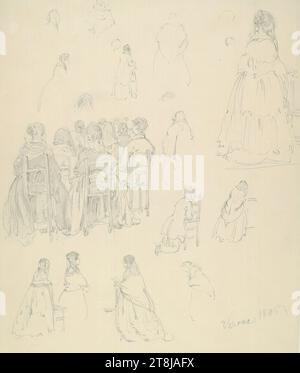 Croquis divers, Vérone, 1845, Sketchbook Alt Franz ; 20 pages collées, Franz Alt, Vienne 1821 - 1914 Vienne, 1845, carnet de croquis : 1844-1847, dessin, crayon, feuille : 21 cm x 18 cm, domaine Franz Alt, Autriche Banque D'Images