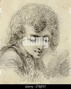 Portrait d'un jeune homme, Dominique vivant Denon, Givry 1747 - 1825 Paris, dessin, crayon graphite, 8,1 x 6,1 cm Banque D'Images