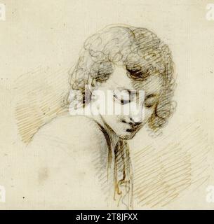 Portrait d'un jeune homme, Dominique vivant Denon, Givry 1747 - 1825 Paris, dessin, crayon graphite, stylo brun, 10,3 x 8,1 cm Banque D'Images