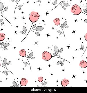 Modèle sans couture avec des roses mignonnes Illustration de Vecteur