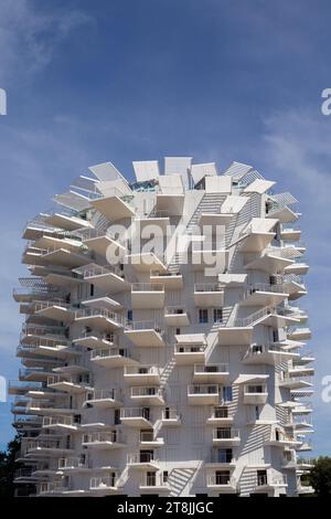 Bâtiment moderne ' l'arbre blanc ', les berges du Lez. Montpellier, Occitanie, France Banque D'Images