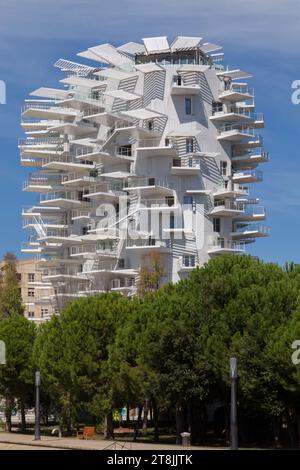 Bâtiment moderne ' l'arbre blanc ', les berges du Lez. Montpellier, Occitanie, France Banque D'Images