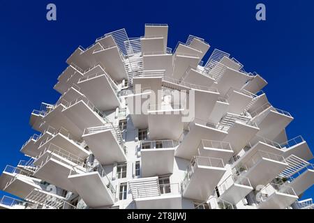 Bâtiment moderne ' l'arbre blanc ', les berges du Lez. Montpellier, Occitanie, France Banque D'Images